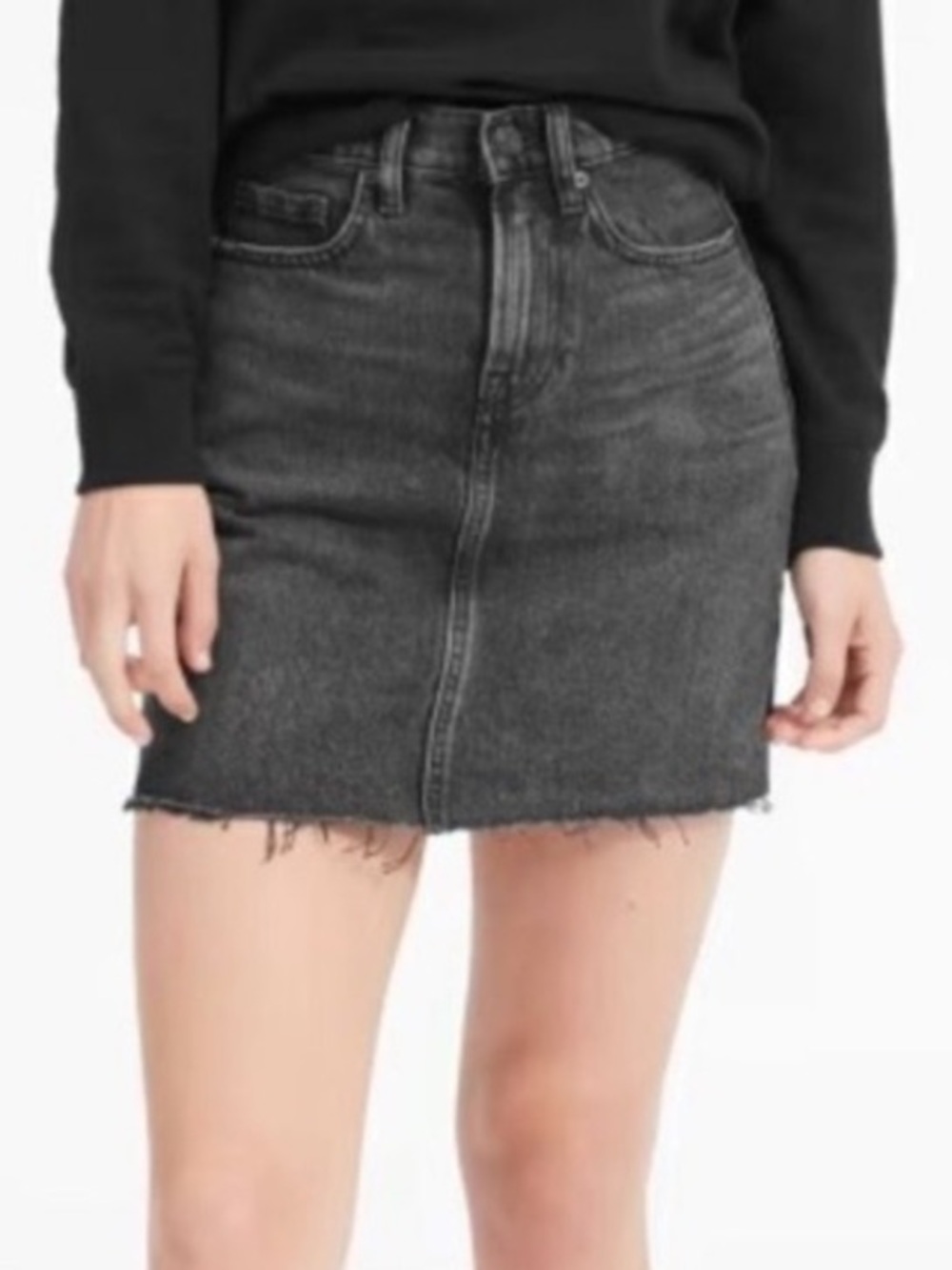 Everlane Black Denim Cutoff Mini Skirt Size 32
